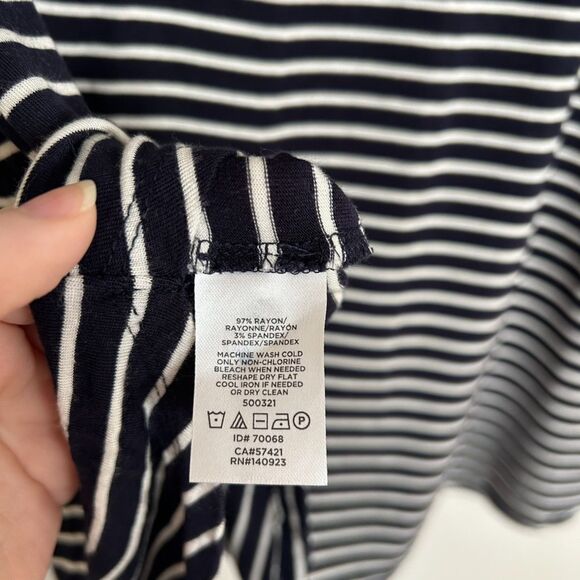 Loft Cap Sleeve Striped Swing Tee Top - Picture 4 of 5